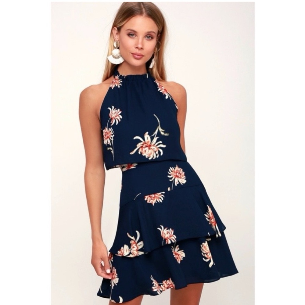 BB Dakota Blue Halter Sundress Mini